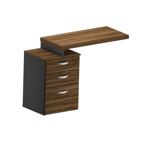 Mesa Pedestal Reta 3 gavetas - 1,70x0,70x0,75 NOGAL/PRETO - 1211 - Imagem 3