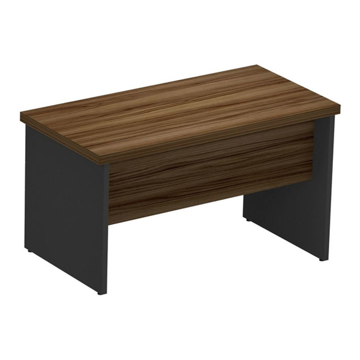 Mesa Reta Pé Painel 1,70x0,70 c/gavetas - Cor Nogal/Preto - 1206 - Imagem 3