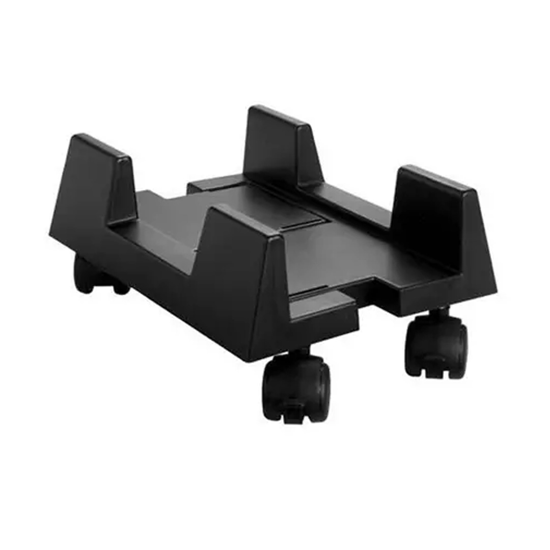 Porta CPU Plástico Preto com Rodinhas - 402