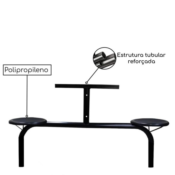 Mesa para Refeitório Fixa 10 Lugares MDF BRANCO DE 25 MM - 6003 - Imagem 3