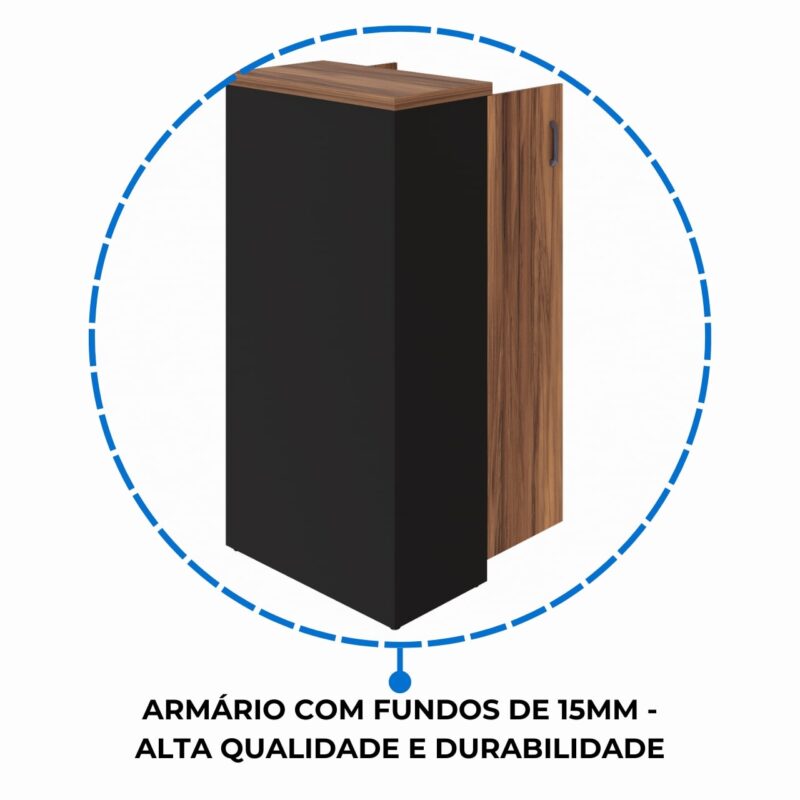 Armário Alto Fechado com 02 Portas – 1,61×0,80×0,45m– sevilha / preto -1923 - Imagem 7
