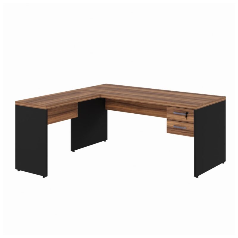 Mesa Escritório em L Mesa 1,70x1,60m com 02 Gavetas - Sevilha/Preto - 1910