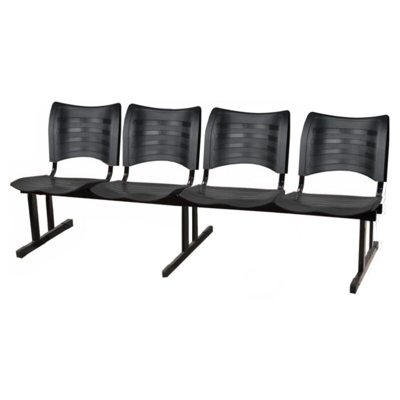 Cadeira Longarina Plástica 04 Lugares – Cor PRETO – MRPLAST - 5074