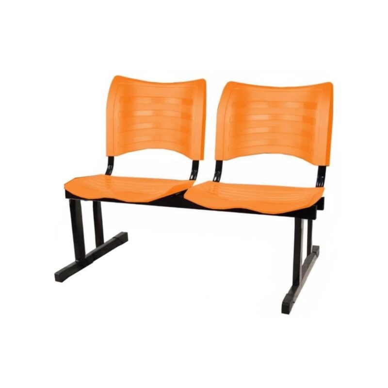 Cadeira Longarina PLÁSTICA 02 Lugares – Cor Laranja – MRPLAST - 5065