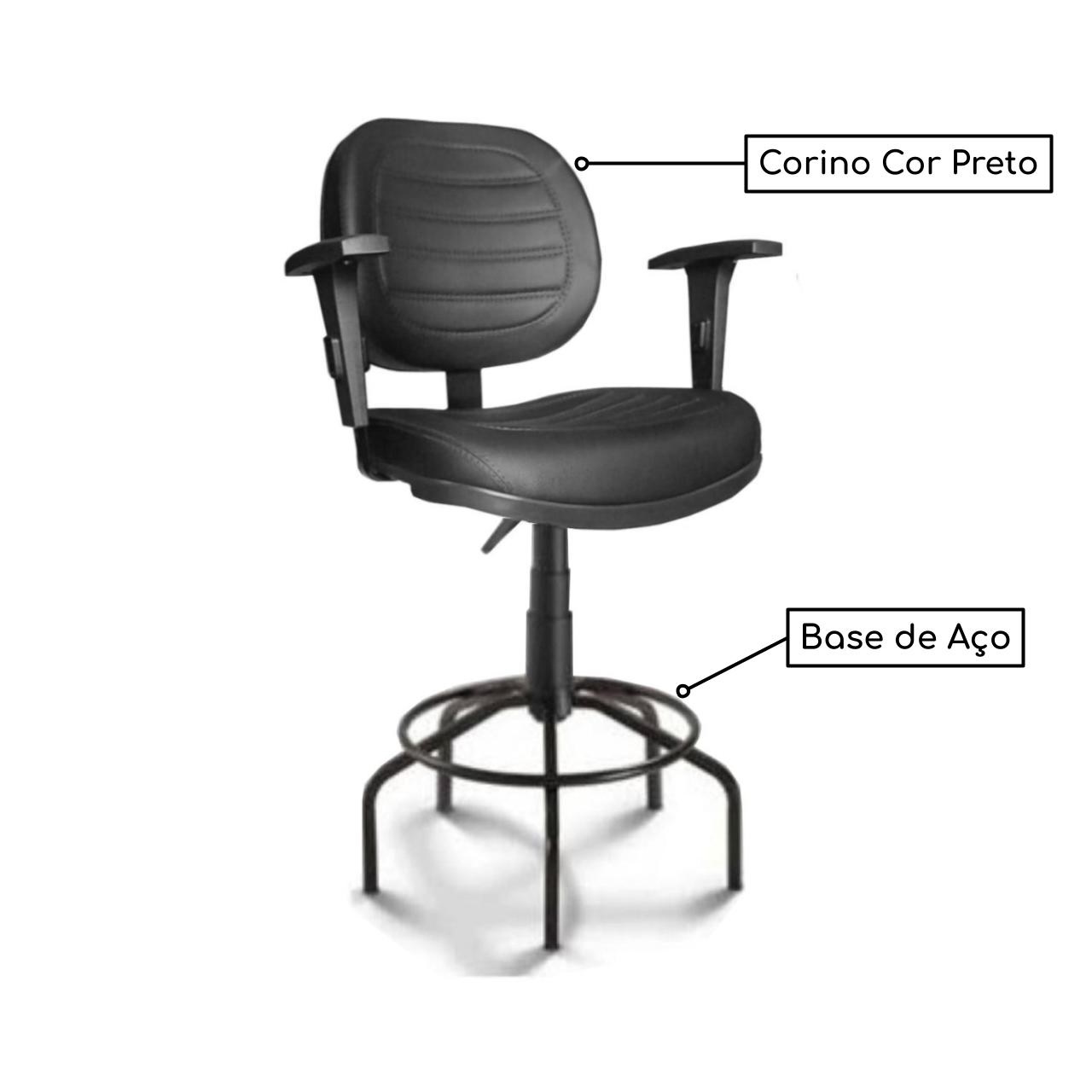 Cadeira Caixa Executiva Costurada Braço Regulável – (Aranha MARTIFLEX) – Cor Preta - 2511 - Imagem 4