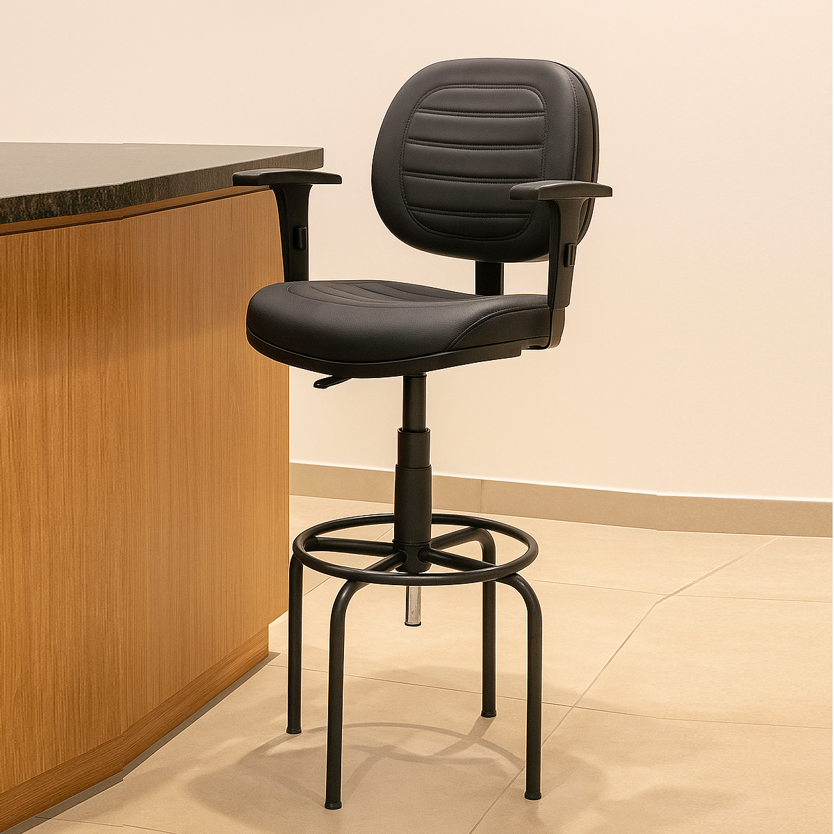 Cadeira Caixa Executiva Costurada Braço Regulável – (Aranha MARTIFLEX) – Cor Preta - 2511 - Imagem 2